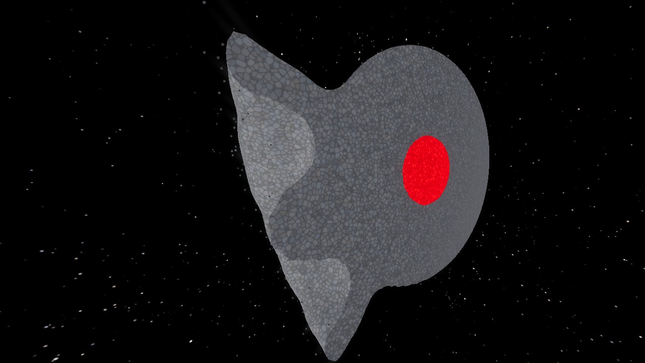Planet cut open, showing the iron core